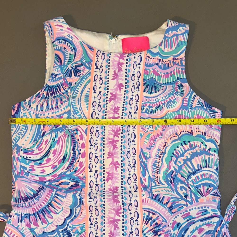 LILLY PULITZER Donna Romper Happy As Clam Engineered Romper Blue Pink Summer - Picture 6 of 7